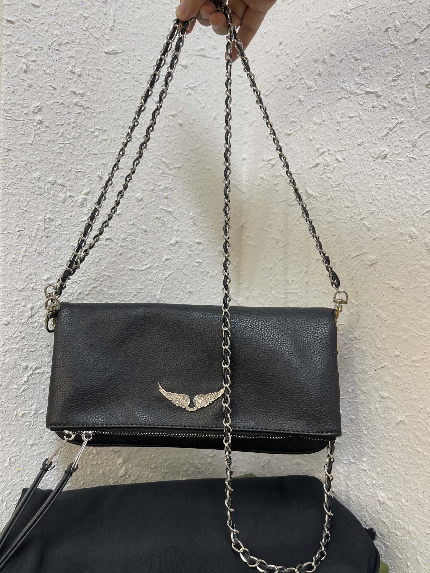 Zv Alas de Oro bolso de las mujeres cadena hombro mensajero bolsa de embrague sobre bolsa de piel de oveja de alta calidad estilo bordado