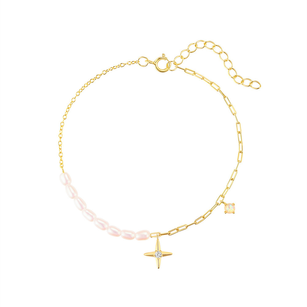 All Seasons Season Women's Gender 1 Piece 925 Sterling Silver Star Zircon 925 Sterling Silver Cable Chain Bracelets