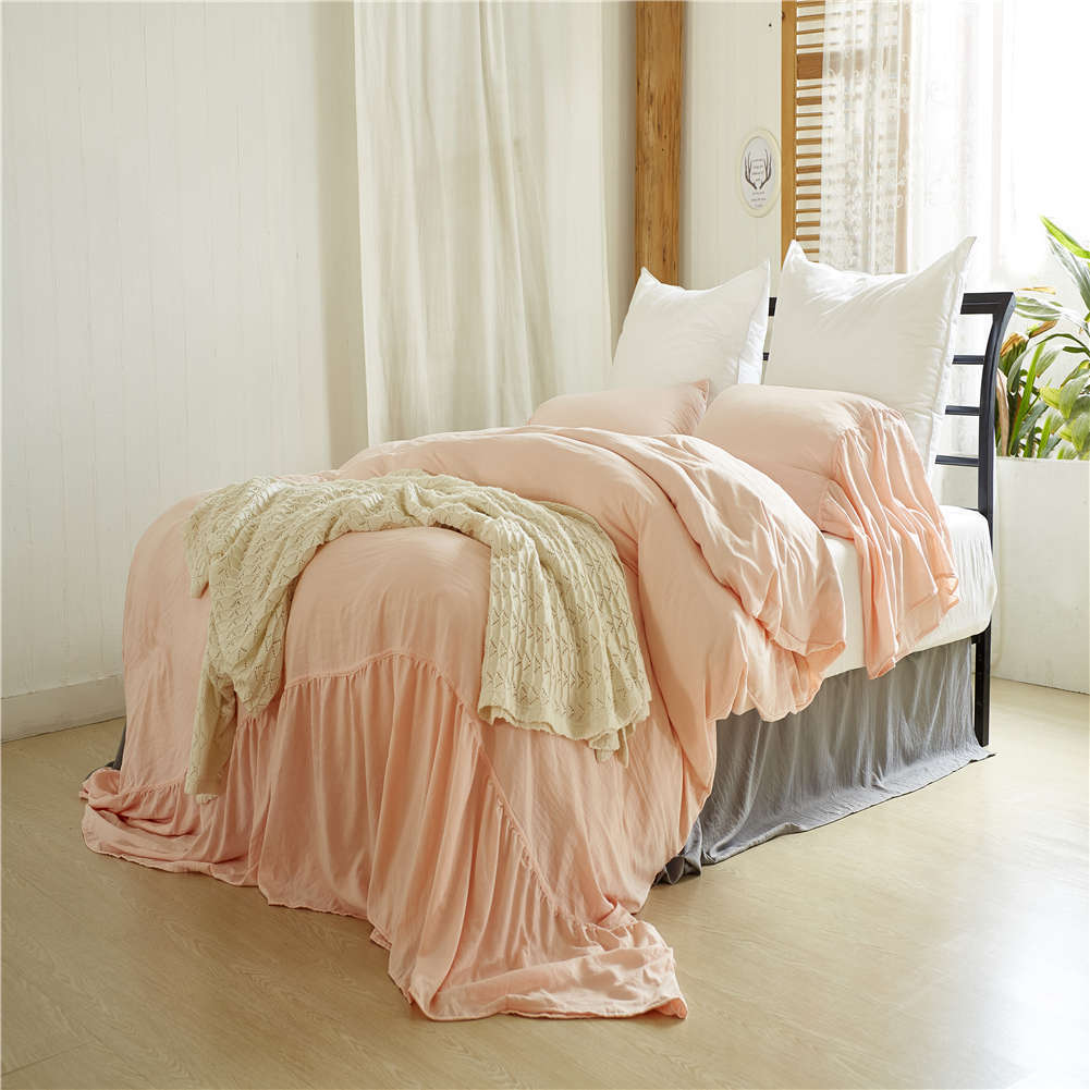 Home textile duvet cover three piece set, best-selling solid color mermaid bedding set in the United States_voghion.com