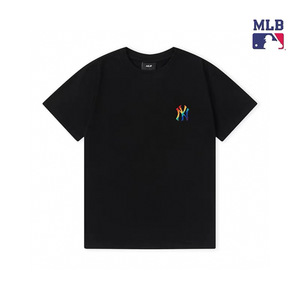 PS44526# MLB队标彩虹logo字母刺绣男女同款韩版纯色T恤简约时尚休闲短袖 服装批发直播货源