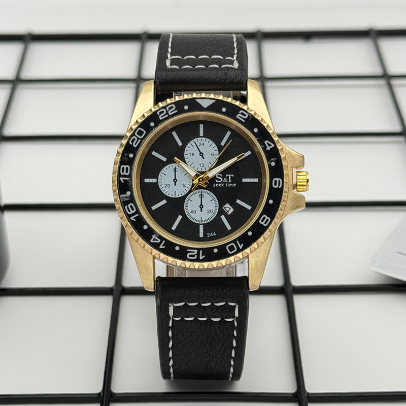 国境を越えた外国貿易新しいファッションビジネストレンドメンズ腕時計カレンダーカジュアル三眼学生クォーツ時計メンズ卸売