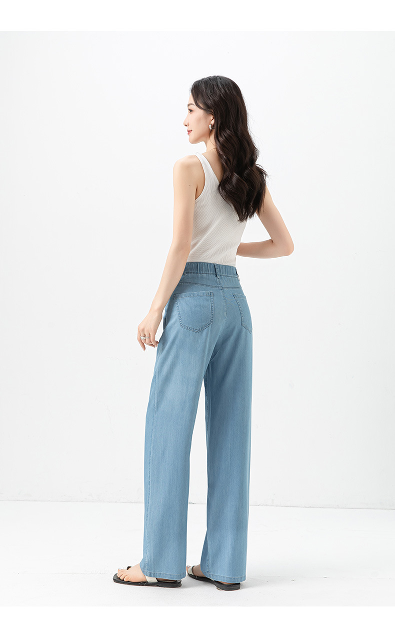 Quần jean nữ ống rộng dáng suông chất Tencel mỏng nhẹ mùa hè — Xanh nhạt chín điểm (85208-1) chi tiết 33