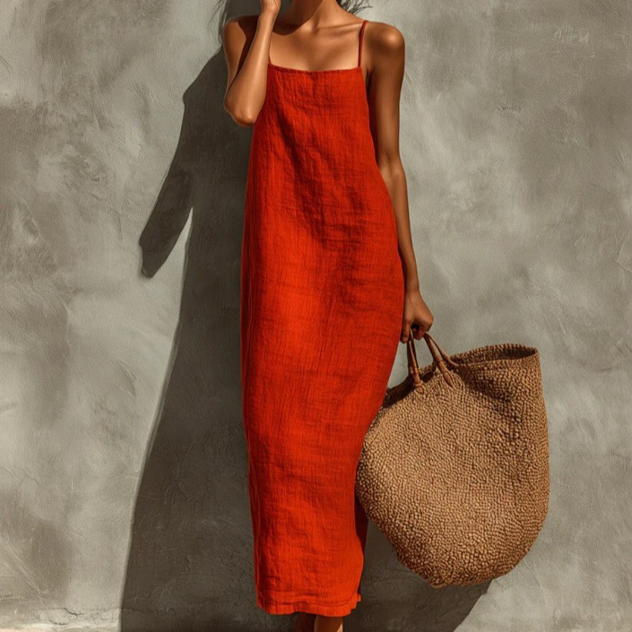 2026 Cross-Border Amazon Independent Site Adjustable Shoulder Strap Square Neckline Bohemian Resort Style Dress