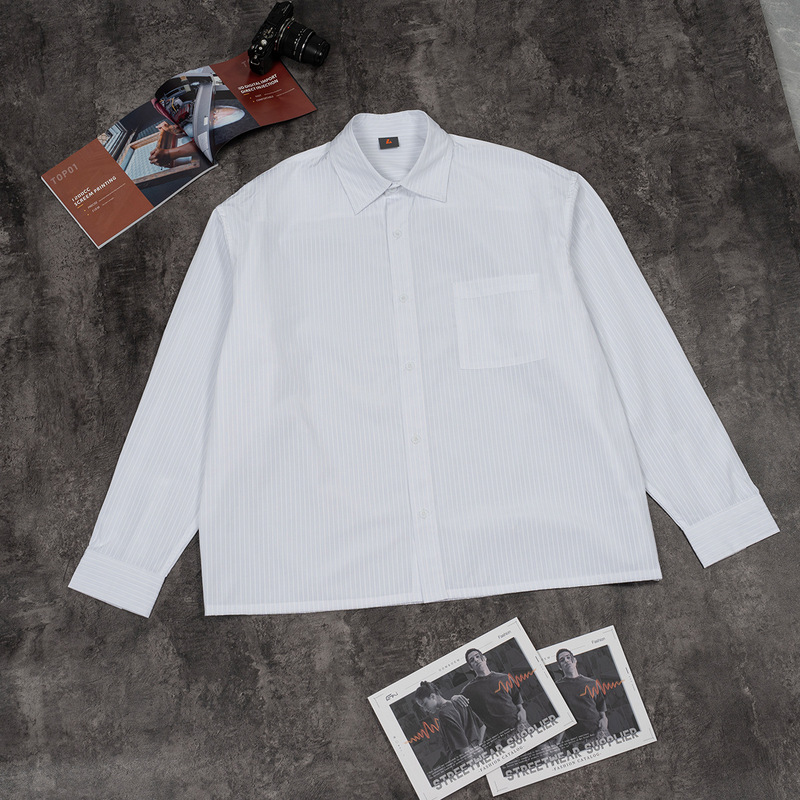 Etai Men's Fashion Brand Lapel Loose Stripesd Long-Sleeved Shirt Men's Cardigan Thin Casual Outer Men's Shirt