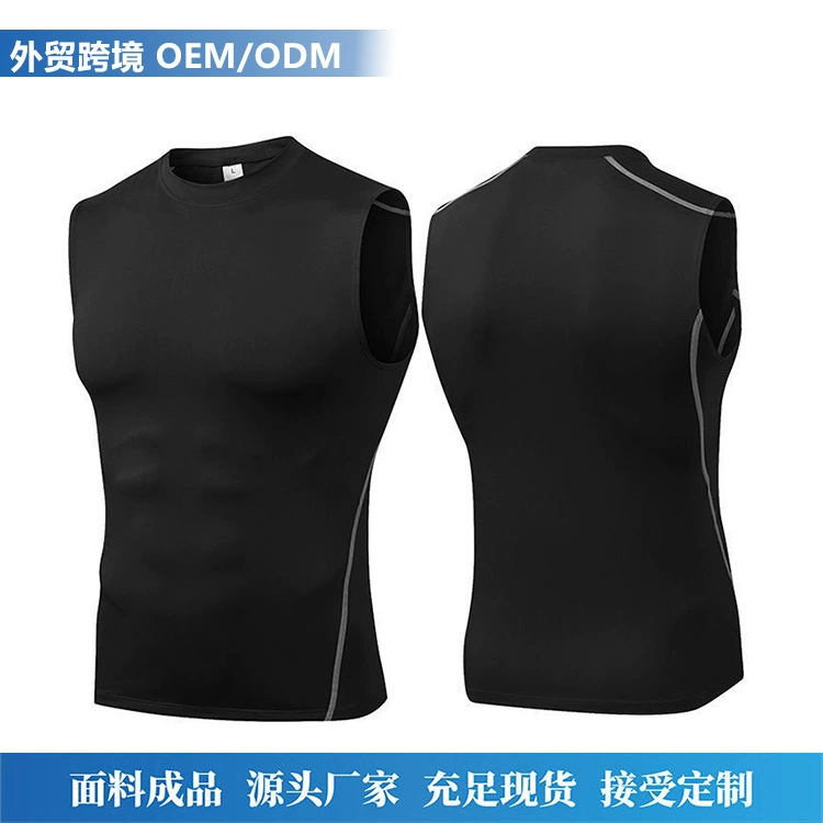 Мужская спортивная обтягивающая майка для тренировок, баскетбола, фитнеса, бега, быстросохнущая, дышащая, без рукавов, для трансграничной торговли на Amazon.