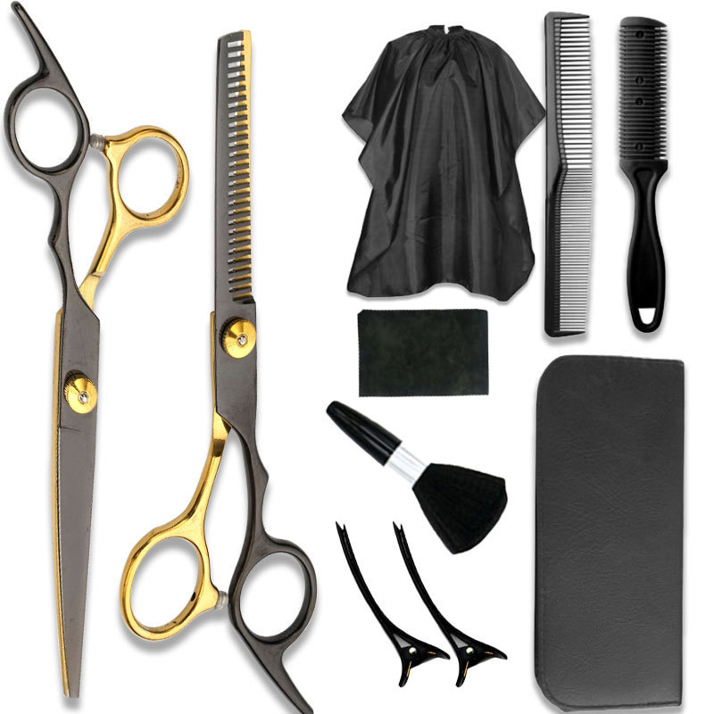 Tijeras de corte de pelo dorado negro tijeras de corte de pelo tijeras