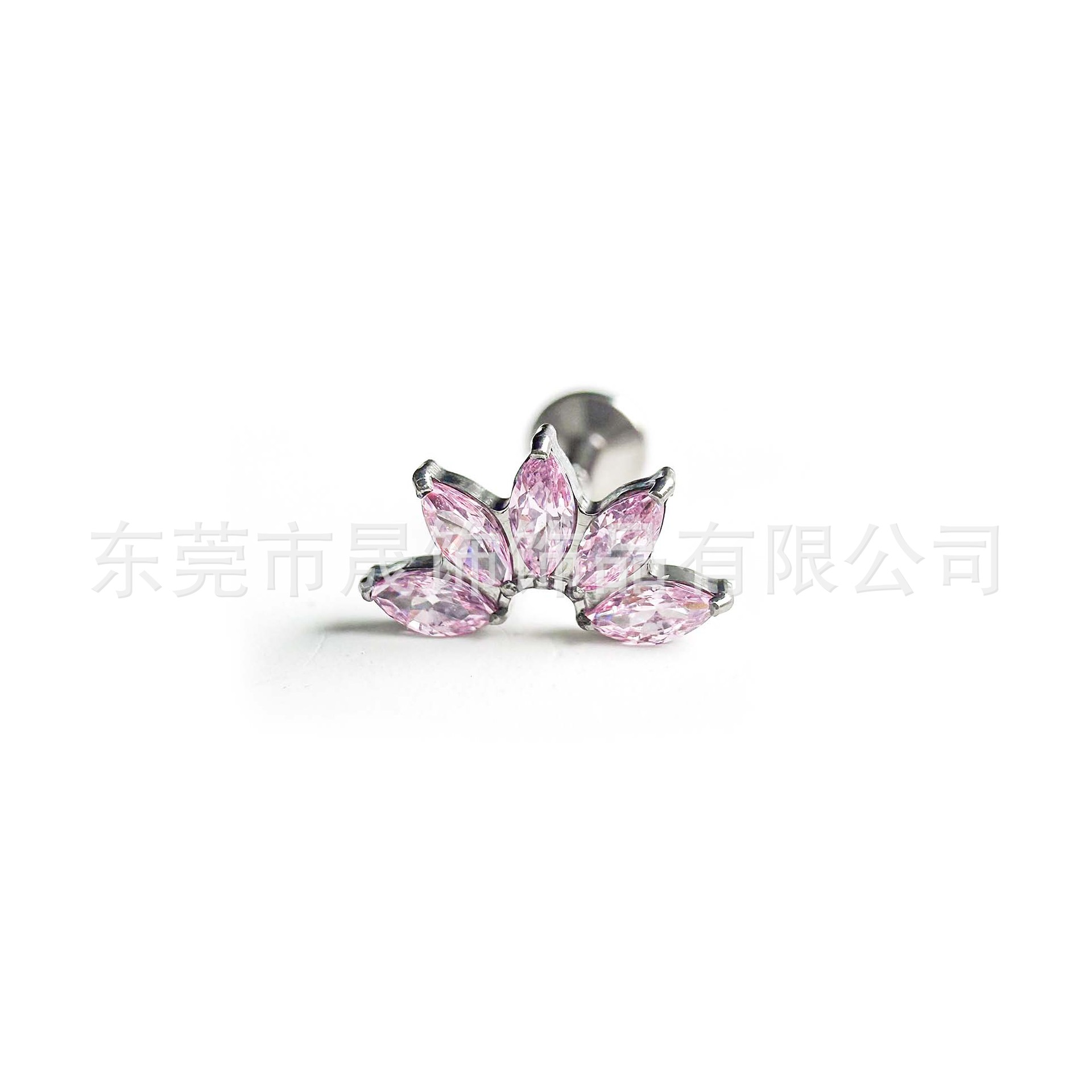 F136 Titanium Ear Stud Studded Cubic Zirconia 马眼 Flower Labret Stud Helix Cartilage Stud G23 Implant Grade Titanium 人体 Piercing Jewelry Accessories