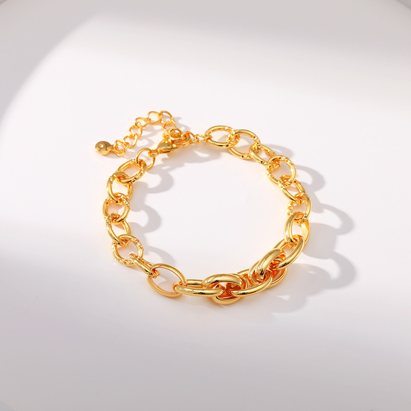 Retro Oval Solid Color Copper Bracelets