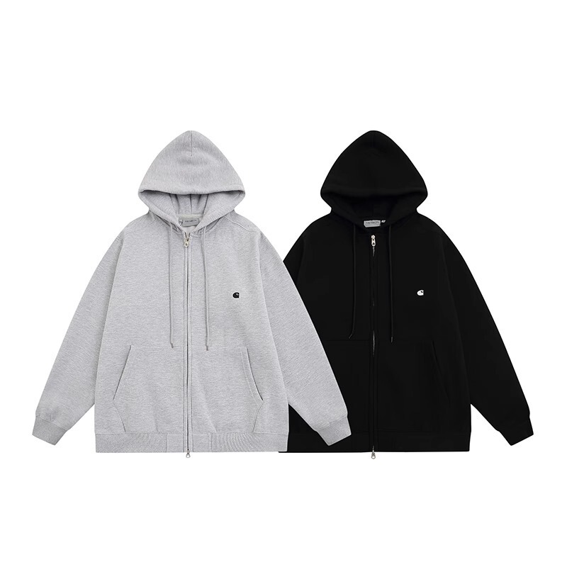Carhartt Small Logo Embroidered Pure Color Cardigan Hooded Sweatshirt for Men and Women Loose Velvet Jacket Trendy Carhartt Small Logo Embroidered Pure Color Cardigan Hooded Sweatshirt for Men and Women Loose Velvet Jacket Trendy