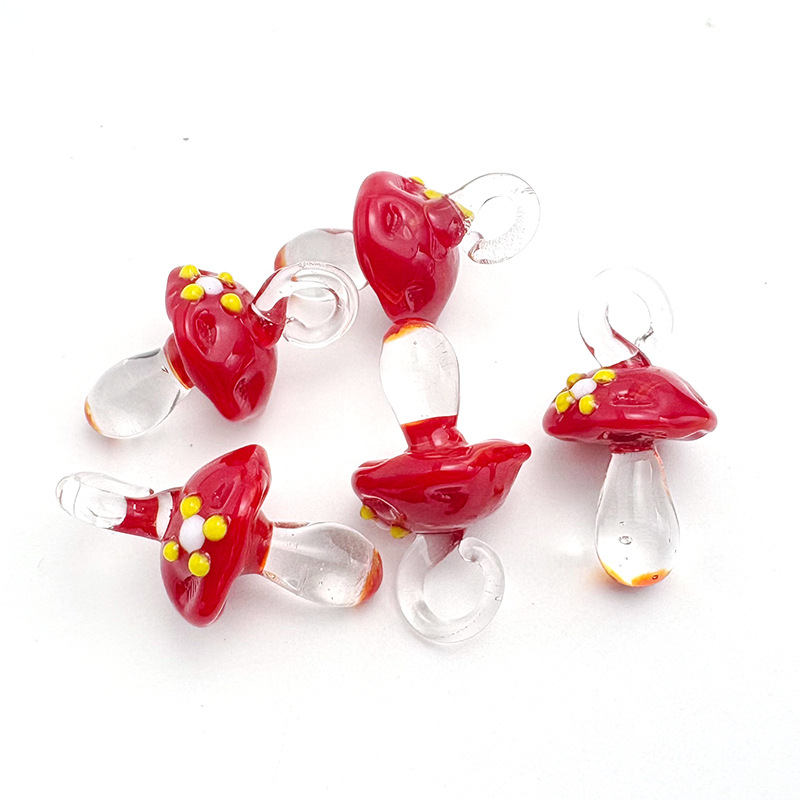 1 Piece Glass/Colored Glaze Mushroom Pendant DIY Jewelry Accessories display picture 21