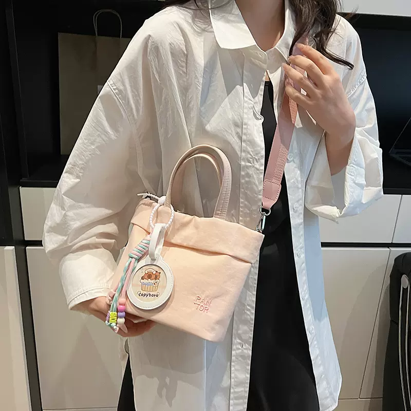 可爱尼龙布包包女2025新款潮时尚韩国手提小托特包百搭单肩斜挎包