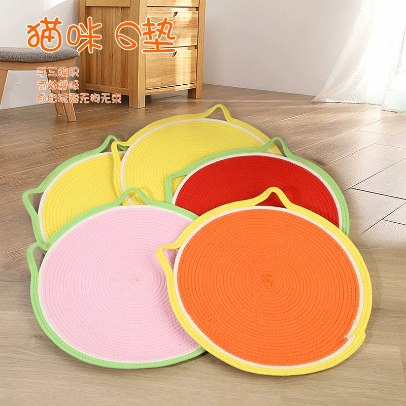 Коврик для кошек всесезонный Универсальный мягкий коврик круглый коврик для домашних животных осенне-зимний влагостойкий теплый хлопковый тканый коврик для кошек оптом