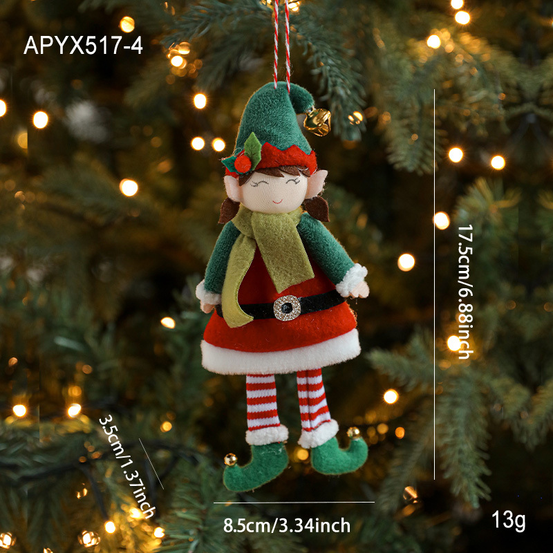 Decoraciones de Navidad de peluche muñecas de hadas en adornos de muñecas de niños lindos colgantes de árbol de Navidad