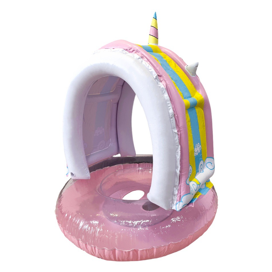 Anillo de asiento de bebé a prueba de sol anillo de asiento inflable para niños anillo de natación para niños anillo de asiento de cámara de aire doble sombrilla