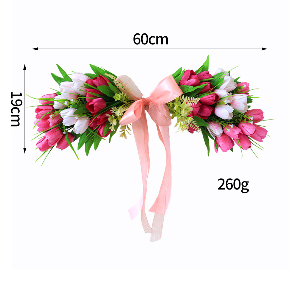 Tulipan transfronterizo puerta colgante flores de seda artificial flores verdes decoración de boda sensación colgante de pared