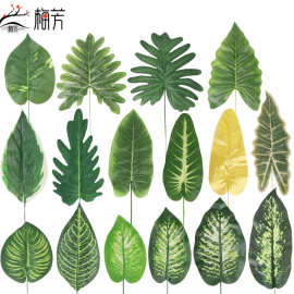 仿真人造植物叶子 单片绿叶春雨叶美人蕉 北欧家居风插花装饰配材