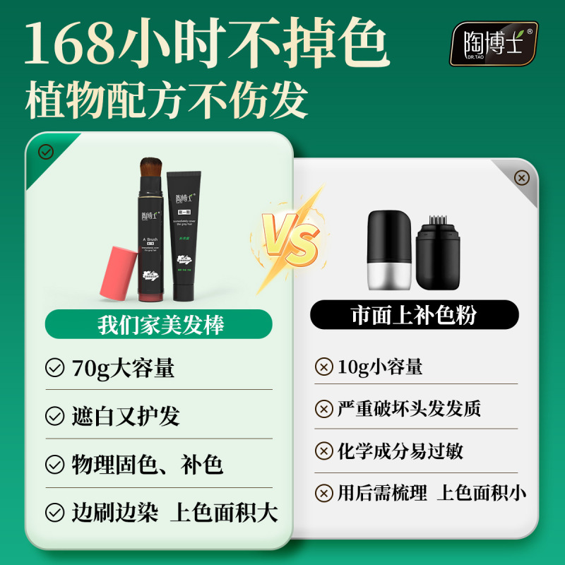 新製品使い捨て補色純粋植物染毛スティック染めコーム一体型毛根補充染料スティック白髪カバー美容スティック|undefined
