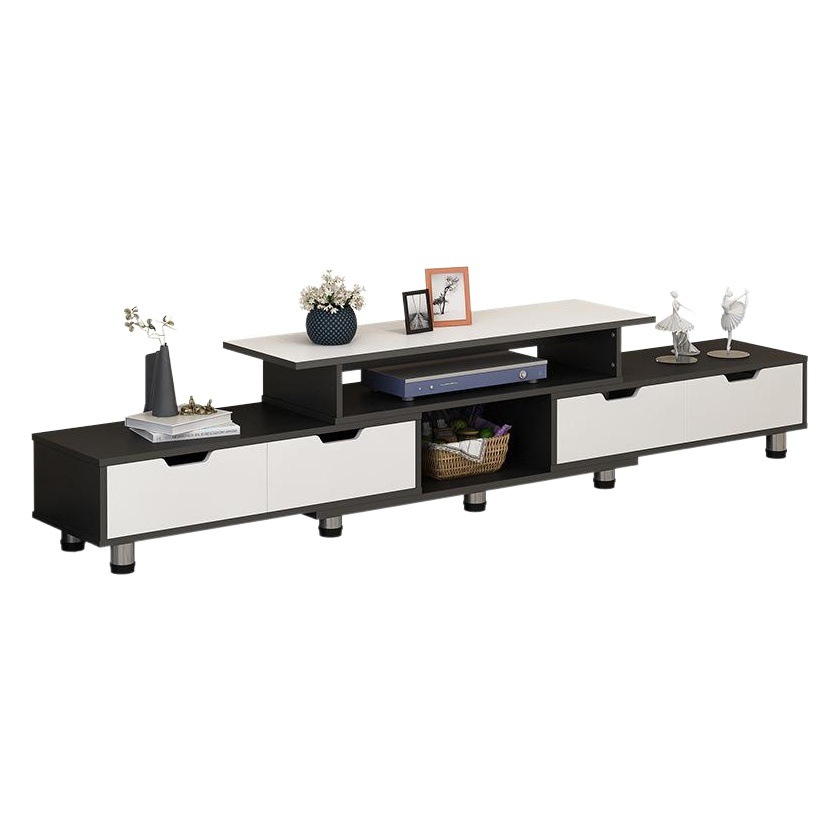 Simple moderno retráctil pequeño apartamento sala de estar imitación de madera maciza dormitorio nórdico TV gabinete mesa de café combinación gabinete de piso