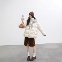2025冬季季新款时尚日系蓬松白鸭绒外套高领90绒气质宽松版外套女