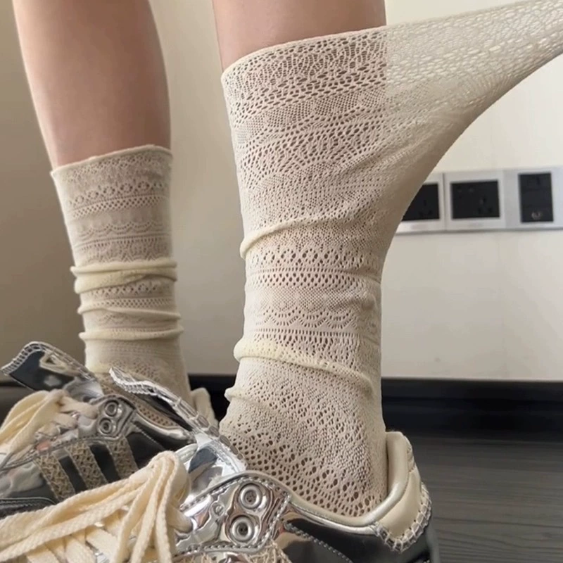 Lace summer thin Japanese cute socks, Korean style, mid-length