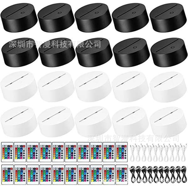 Transfronterizo nuevo exótico 3D luz de la noche titular USB Toque control Remoto colorido luz de la noche lámpara de mesa de acrílico combinación base