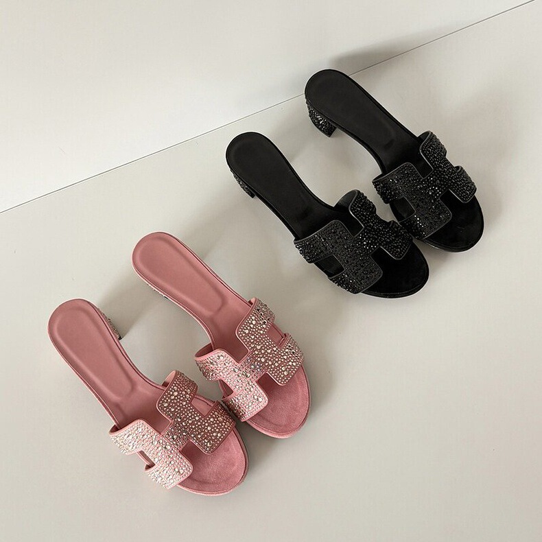 2026 New Model Stunning Starry Sky Full Diamond Sparkling Round-Toe Chunky Heel High-Heeled Open-Toe Sandals for Women Summer Sandals