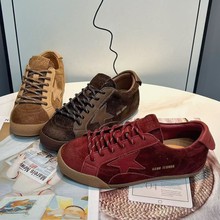 欧货复古厚底增高休闲板鞋女2025秋新款真皮圆头拼色娃娃头女单鞋