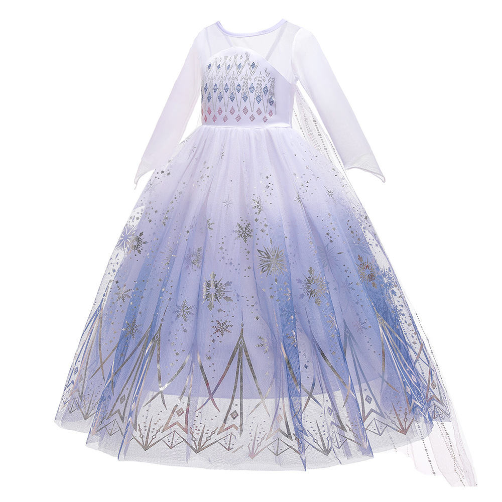 Frozen 2 Elsa niños princesa vestido niñas manga larga copo de nieve vestido congelado vestido de cumpleaños