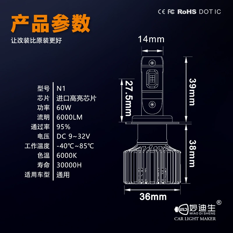 Модифицированная автомобильная LED фара LED фара 1860 60Вт 9012 высокий луч низкий луч интегрированная фара