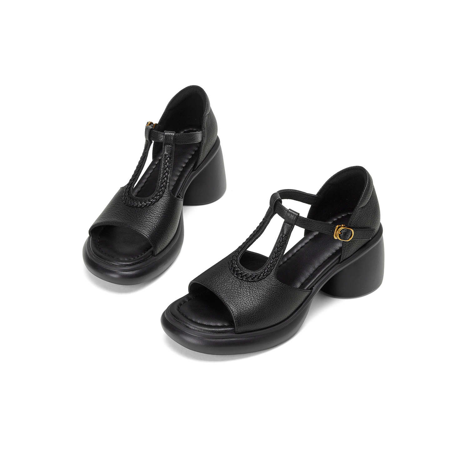 Sandal cao gót nữ quai ngang da cừu gót dày 7 cm, kiểu dáng thời trang — đen chi tiết 18