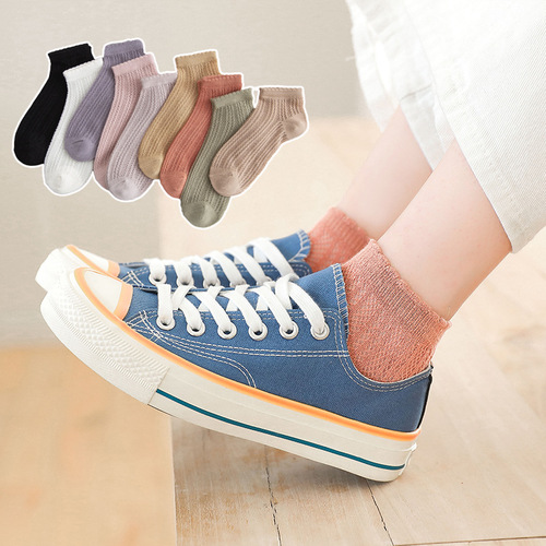 袜子女士网眼短袜浅口花边棉袜短筒春夏季薄款ins潮网红透气船袜