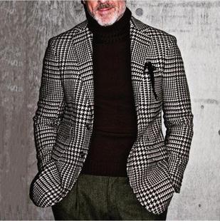 2023 Cross-border Explosions European and American Foreign Trade Men's Clothing Men's Casual Light Business Top Single-breasted Slim-fit Plaid Suit