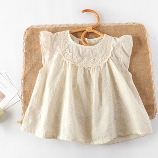 Girls Pure Cotton Babydoll Top Summer New Style Princess Shirt Girls Kidsren's Clothing Baby Sleeveless Shirt