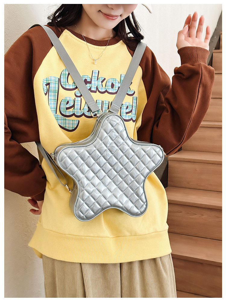 2025 New style fashionable star Backpack, diamond-shaped PVC jelly bag, fresh and sweet campus ladies' backpack undefined