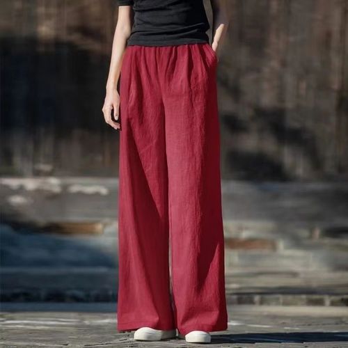 Cotton and Linen Wide Leg Pants 2025 Spring and Summer Literary Leisure Pants Wide Foot Broad Leg Pants Linen Versatile Women's Long Pants