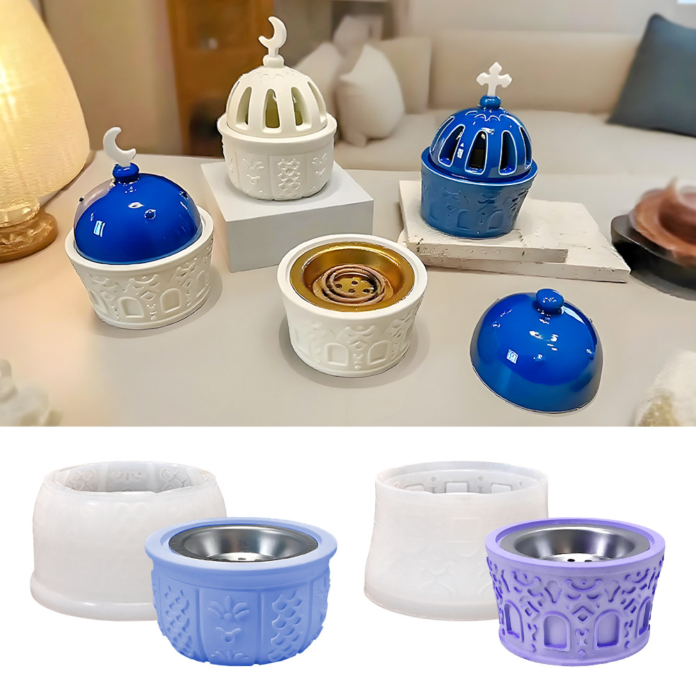 外贸中东收纳罐蜡烛杯硅胶模具diy香炉中东工艺品摆件熏香炉模具