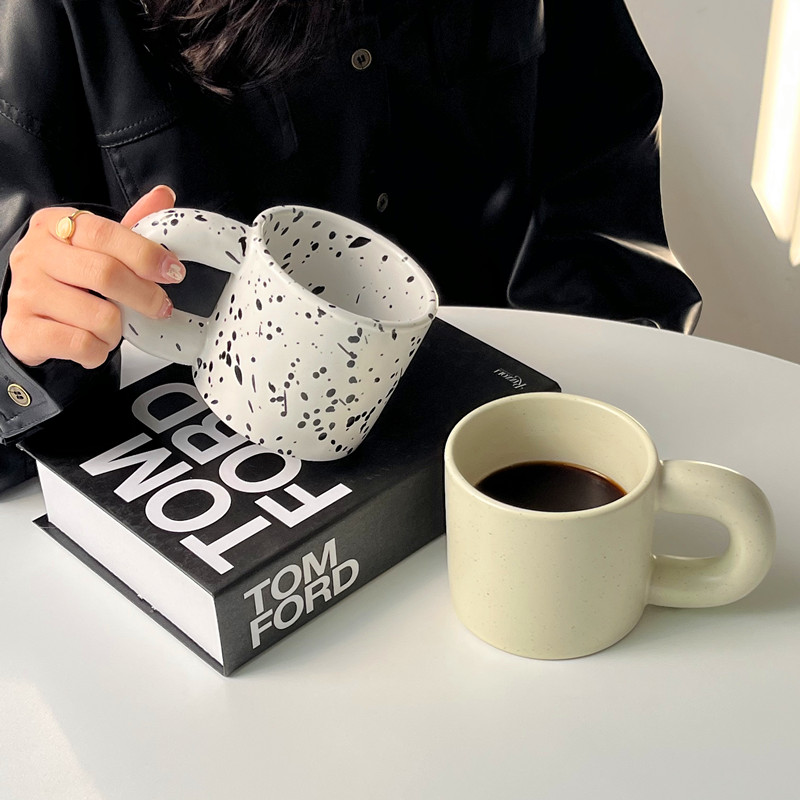 Salpicaduras de tinta taza ins estilo taza de grasa vintage taza de agua de cerámica taza de café taza de desayuno taza de leche
