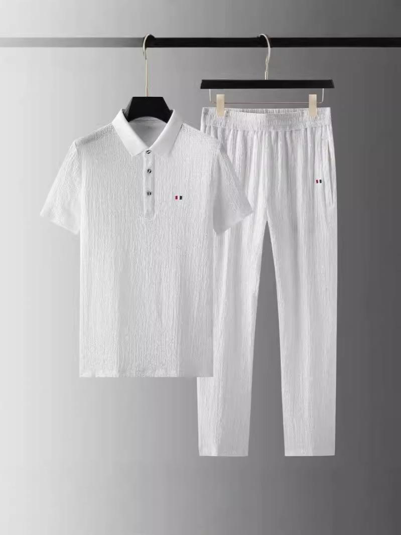 Summer men's suit men's full set of a set of casual two-piece 2025 new summer thin lapel trend 3