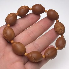 橄榄核手串文玩手持念珠大籽精雕一心向佛红皮小沙弥盘玩手串