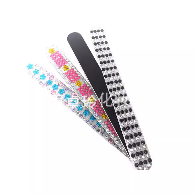 Comercio exterior lima de uñas de diamante único con diamante/pegado lima de uñas de diamante tira de acrílico de alta calidad fabricante de tiras de molienda