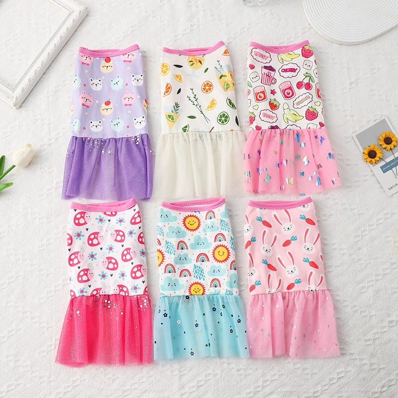 Источник Фабрика Pet Мультфильм Печатная Юбка Одежда для собак Юбка для щенков Юбка для домашних животных