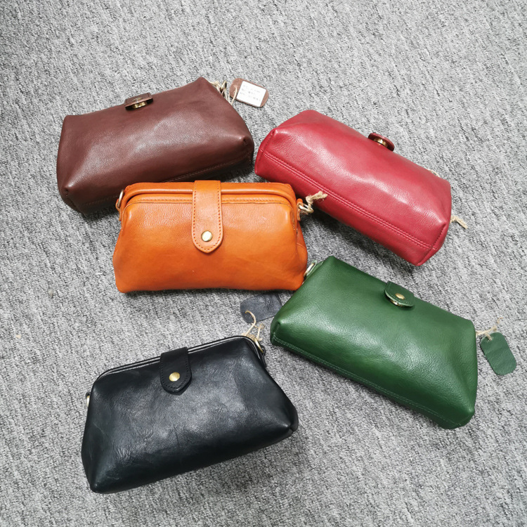 2021新款复古手工植鞣牛皮小口金挎包女神百搭款小包跨境专供