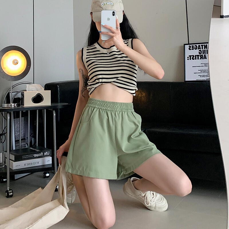 Workwear Shorts Women's 2024 Summer Thin Casual Wide-leg Pants Korean Style High Waist Loose Slim Look All-match Outer Wear Three-part Pants Workwear Shorts Women's 2024 Summer Thin Casual Wide-leg Pants Korean Style High Waist Loose Slim Look All-match Outer Wear Three-part Pants