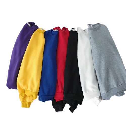 White round neck sweatshirt for men, autumn and winter style, trendy student version without a hat, men's Hong Kong style, black men's fashion.