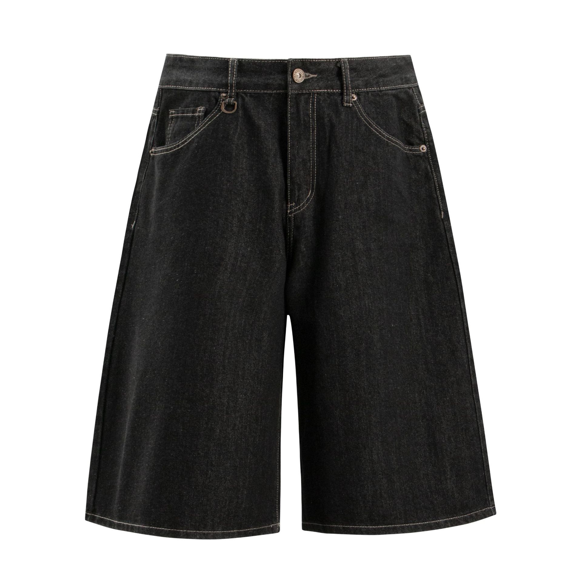 1065 American Street Summer Original Bull Color Retro Advanced Simple Design Vaqueros recortados sueltos para hombre