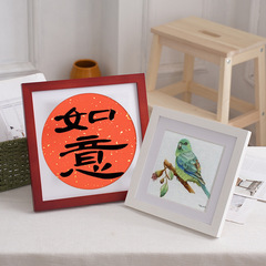 Calligraphy, calligraphy and painting Chinese painting frame 33cm wide square solid wood photo frame wall hanging 38 cross-stitch embroidery framing frame 50