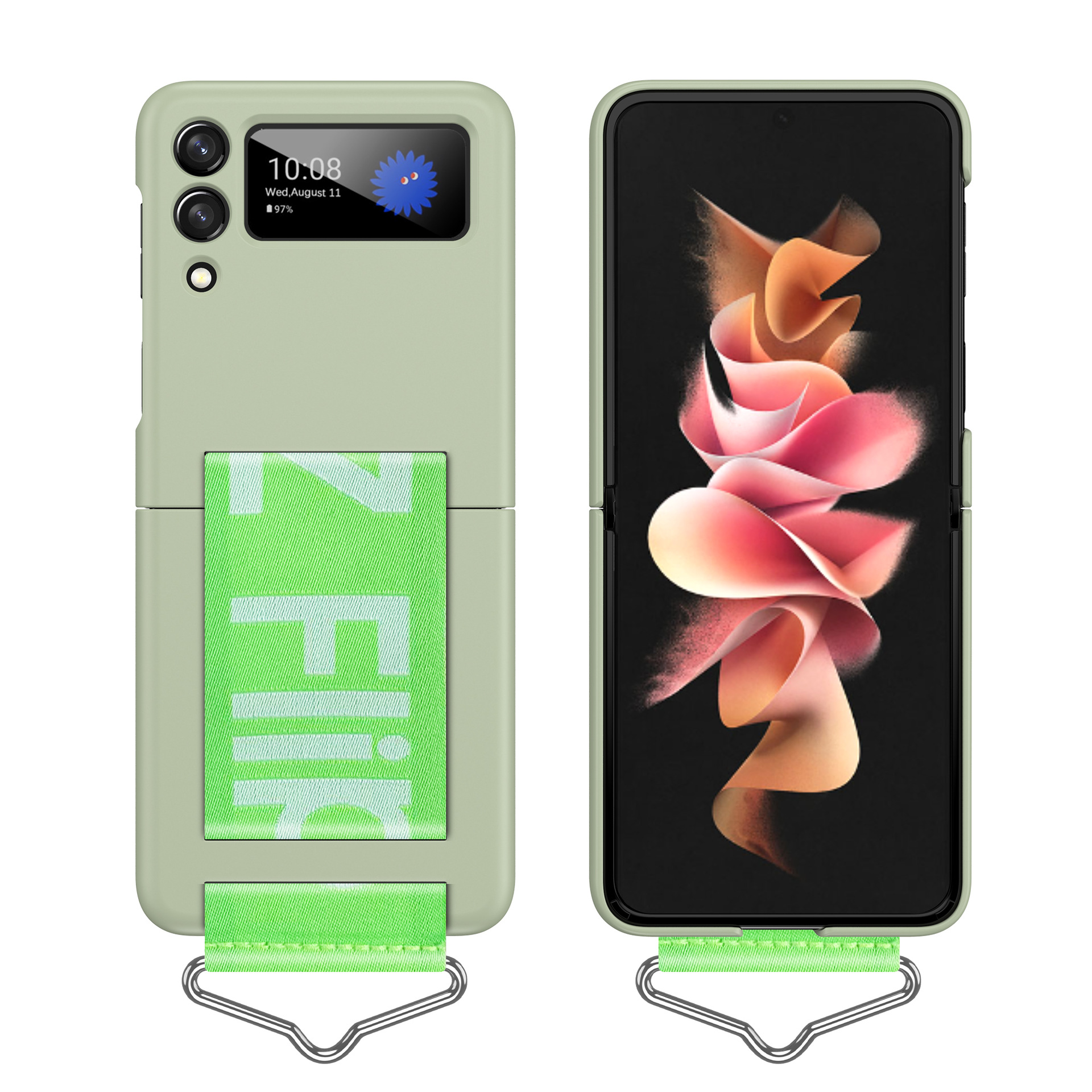 适用于三星Zflip4手机壳折叠扣带挂绳肤感撞色薄款S22Ultra保护套