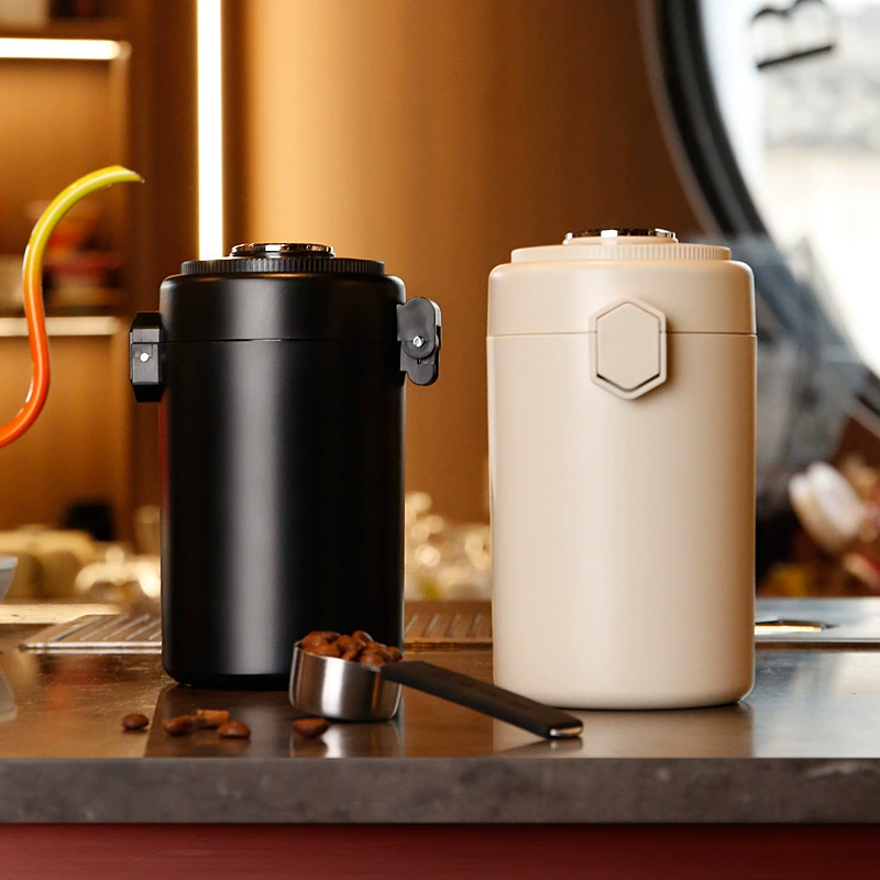 Новый 304 маленький стальной пушки кофе в зернах герметичный резервуар односторонний выхлопной резервуар пищевой влажности контроля двухслойный резервуар для хранения