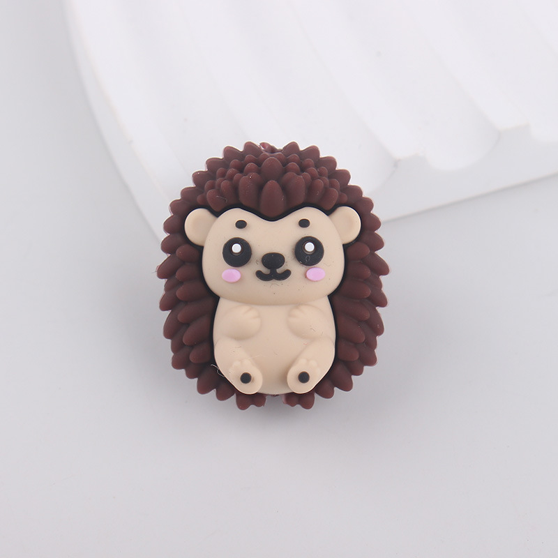 Nuevo erizo cuentas de silicona cuentas lindas de silicona de dibujos animados bolígrafo de cuentas de bricolaje mordedor para niños cadena anti-caída cuentas