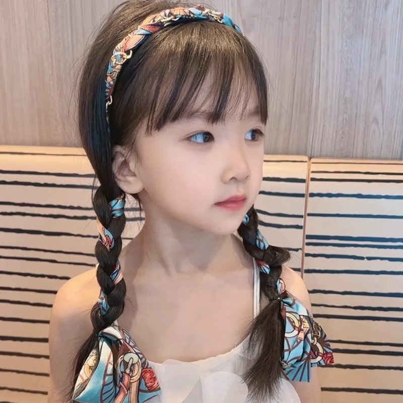 Niños flores trenzadas flotantes bandas de cabello 2025 nuevas niñas bufandas de seda un cabello bandas de cabello tarjeta de cabello tocado